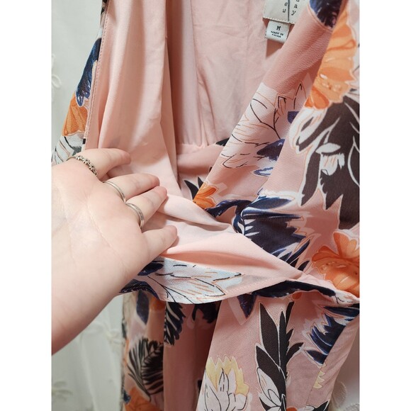 A New Day Womens M Pink Midi Dress Ruffle Tropical Beach Feminine Flowy Vacation - Picture 3 of 14
